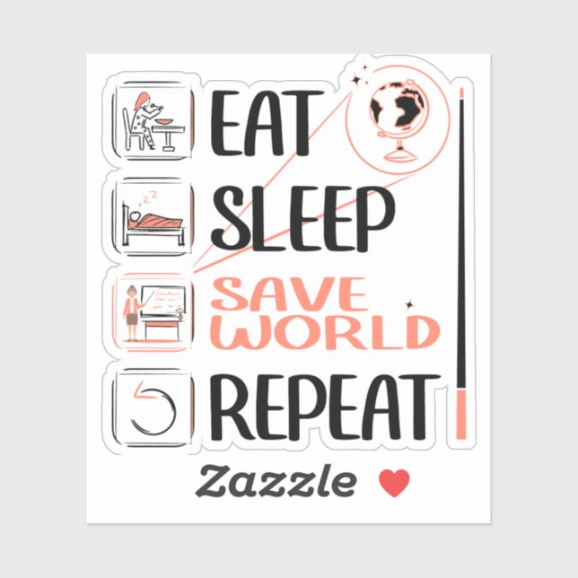 Super Geography Teacher Saves World Thank You Gift Sticker (Sheet)
