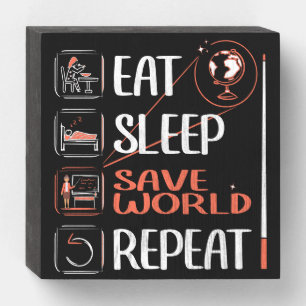 Super Geography Teacher Saves World Thank You Gift Wooden Box Sign