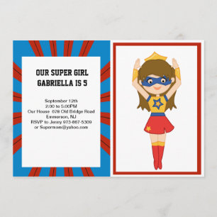 Super Girl Hero Birthday Invitation