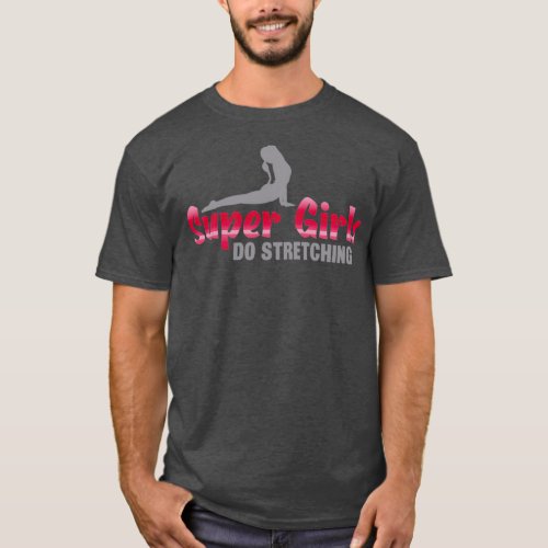 Super Girls Do Stretching Design In Red T_Shirt