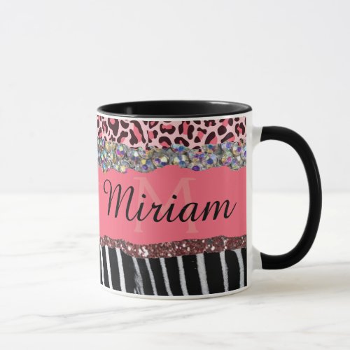 Super Girly Pink Glitter Exotic Leopard Print  Mug