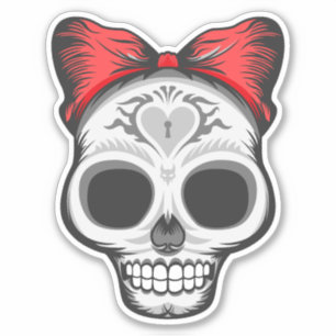 Super Girly Sugar Skull Sticker