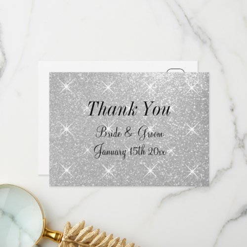 Super glamorous glittery wedding thank you card