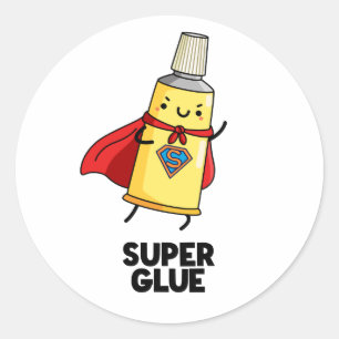 Super Glue Funny Super Hero Pun Classic Round Sticker