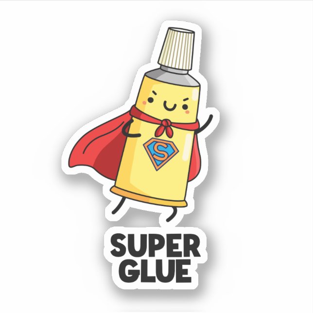 Super Glue Funny Super Hero Pun  Sticker (Front)