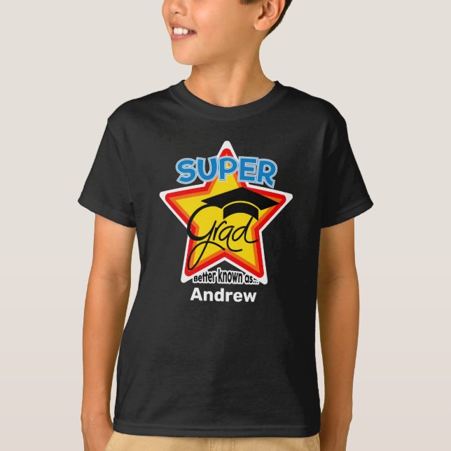 Super Grad Logo-On Dark-Personalize Name and Year T-Shirt (Front)