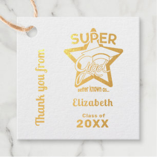 Super Grad Pink Editable Text-Square  Foil Favor Tags