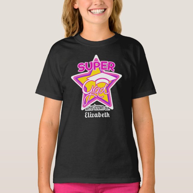 Super Grad Pink-On Dark-Personalize Name and Year T-Shirt (Front)