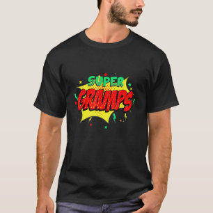 Super Gramps Comic Themed Style Superhero Fathers  T-Shirt