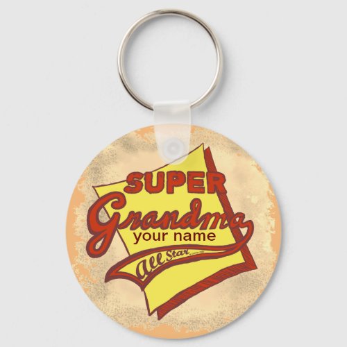 Super Grandma custom name keychain