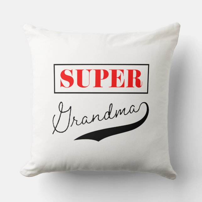 Super Grandma Throw Pillow (Front)