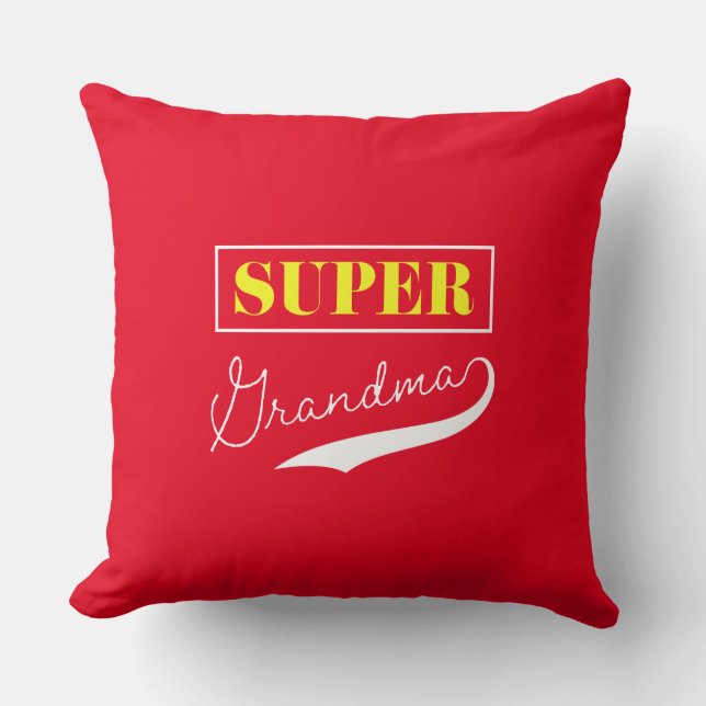 Super Grandma Throw Pillow (Front)