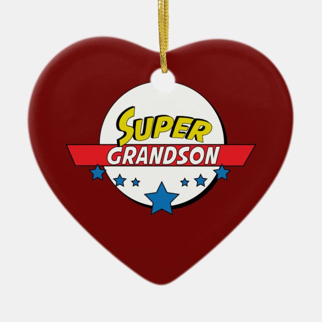 Super grandson, #grandson ceramic ornament (Front)
