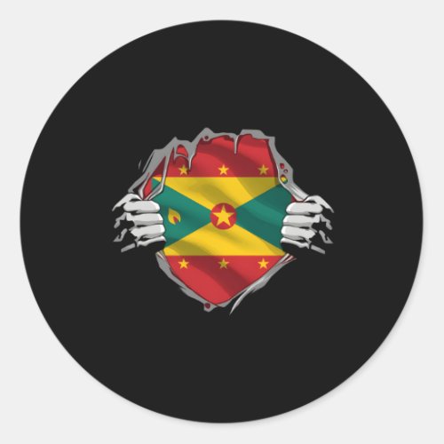 Super Grenadian Heritage Proud Grenada Roots Flag Classic Round Sticker