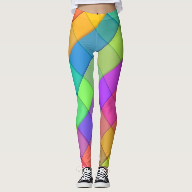 Super Groovy Bright Fun Colorful Leggings (Front)