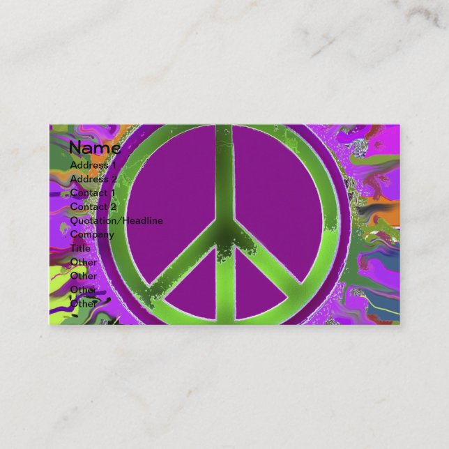SUPER Groovy Peace Sign Business Card (Front)