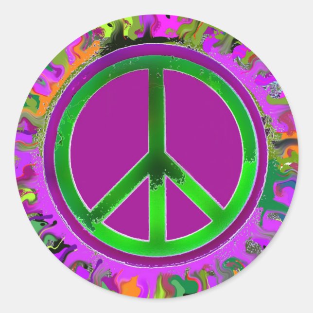 SUPER Groovy Peace Sign Classic Round Sticker (Front)