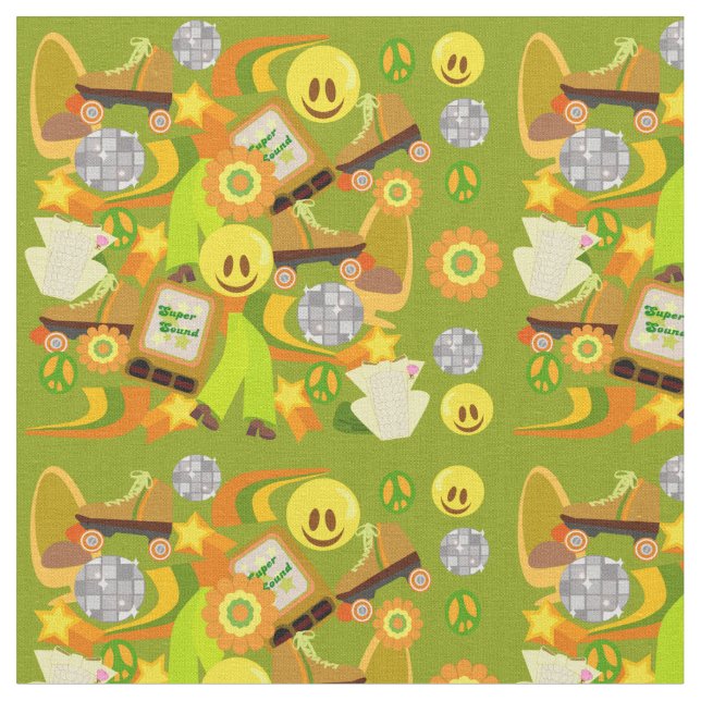 Super Groovy Seventies Mega Pattern Fabric (Close Up)