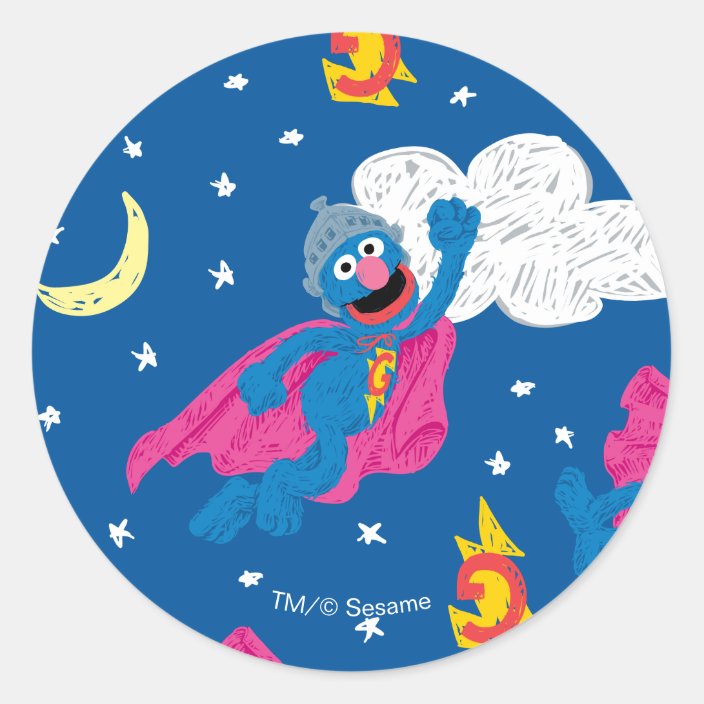 Super Grover 2.0 Night Sky Pattern Classic Round Sticker | Zazzle.com