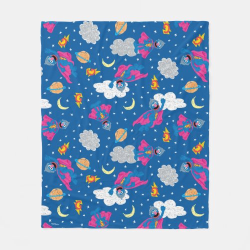 Super Grover 20 Night Sky Pattern Fleece Blanket