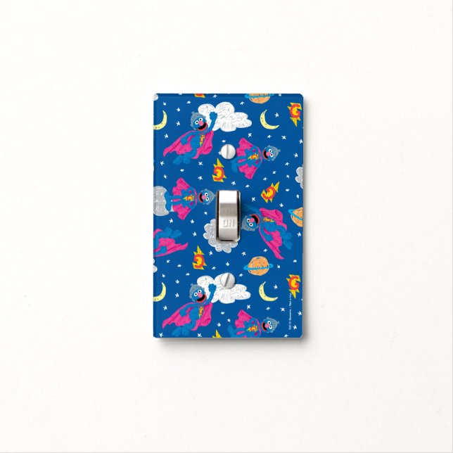 Super Grover 2.0 Night Sky Pattern Light Switch Cover (In Situ)
