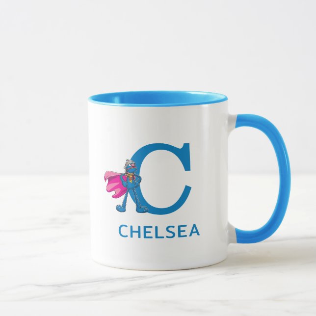 Super Grover Add Your Name & Monogram C Mug (Right)