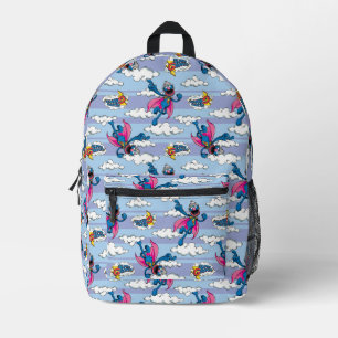 Super Grover Comic Striped Blue Pattern Printed Backpack