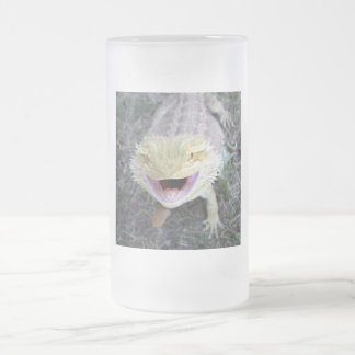 Super Happy Bearded Dragon Frosted Glass Beer Mug