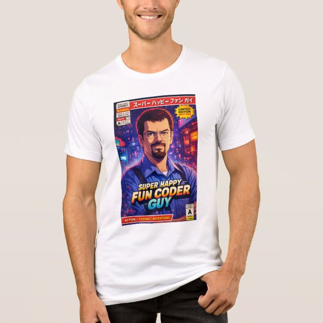 Super Happy Fun Coder Guy Cover Art No. One Tri-Blend Shirt (Front)
