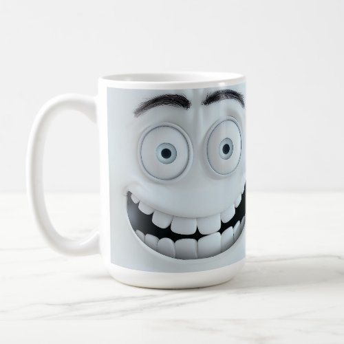 Super Happy Funny Face  Off White Color Backgroun Coffee Mug