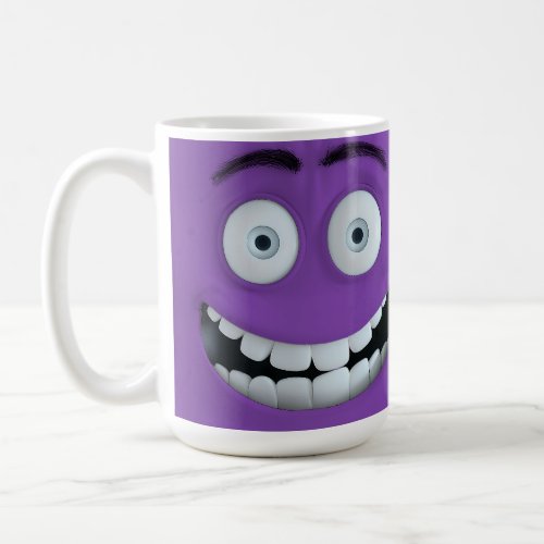 Super Happy Funny Face  Purple Color Background Coffee Mug