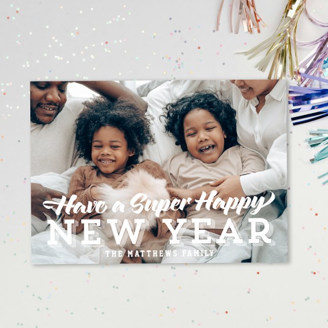 Super Happy New Year Full Photo Holiday Card (Creator Uploaded)
