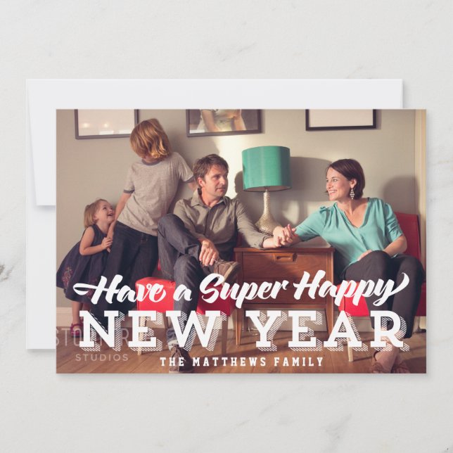 Super Happy New Year Photo Card (Front)