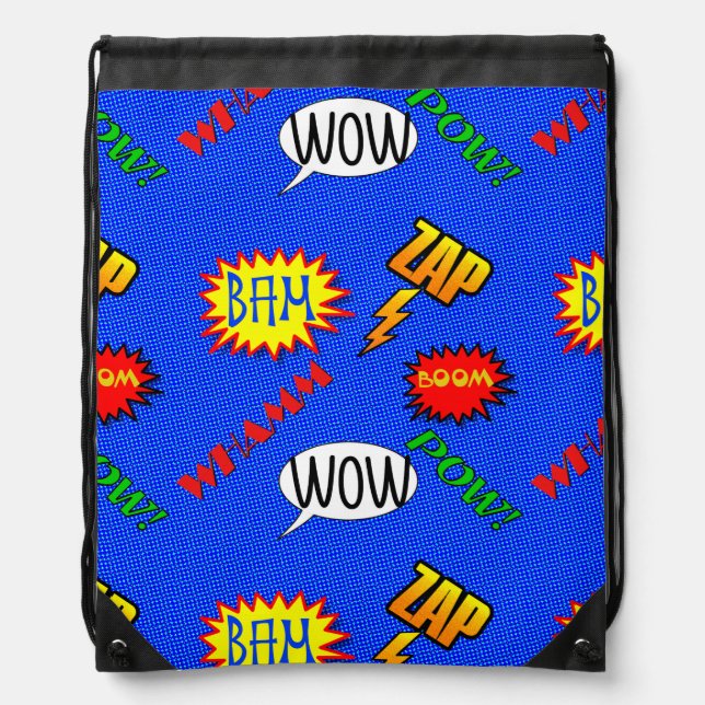 Super Hero Action Drawstring Backpack (Front)