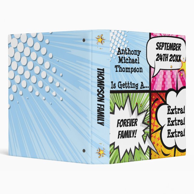 Super Hero Adoption - Photo Album, Family Gift 3 Ring Binder (Background)