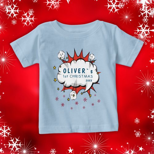 Super Hero Babys First Christmas Snowflakes Baby T_Shirt