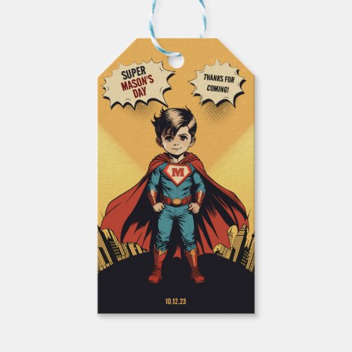 Super Hero birthday boy Gift Tags