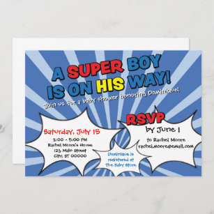 Super Hero Boy Baby Shower Invitation