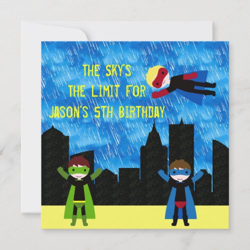 Super Hero Boys Bithday Party Personalized Announcement