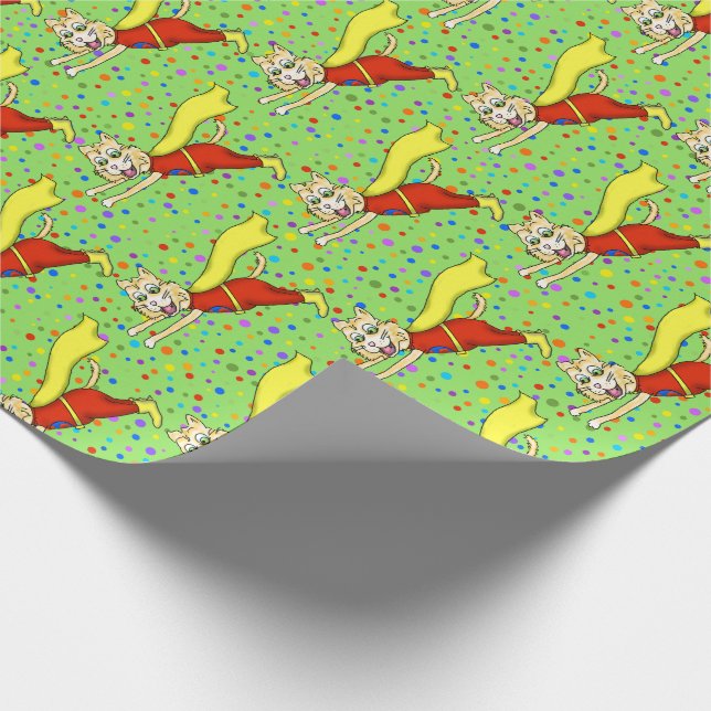 Super Hero Cat Wrapping Paper (Corner)