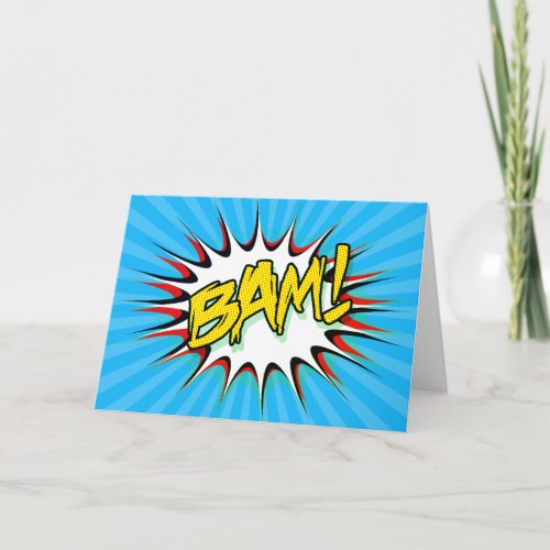 Super Hero Classic Bam Action Bubble Holiday Card