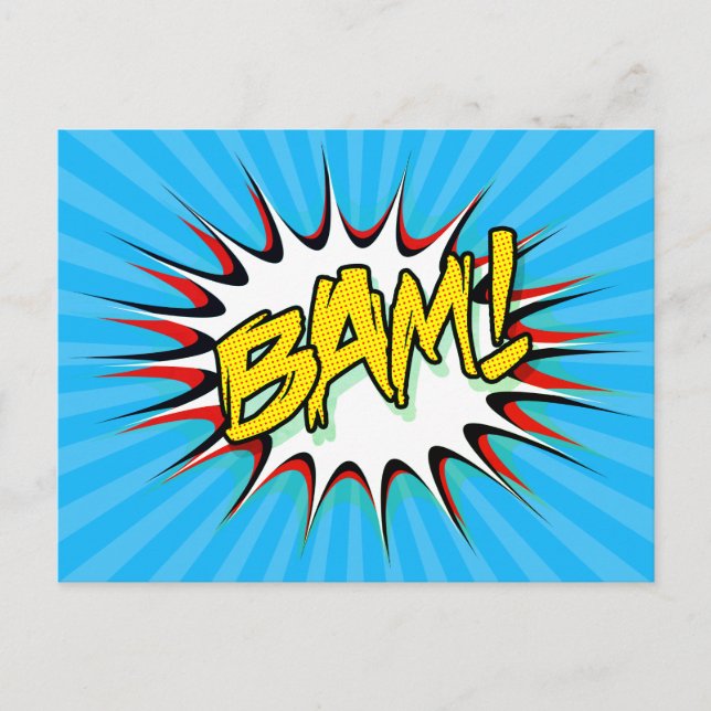 Super Hero Classic Bam! Action Bubble Postcard (Front)