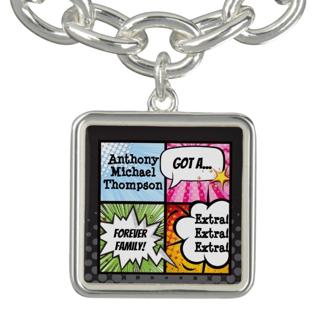 Super Hero Comic Book Adoption, Family Gift Bracelet (Design)