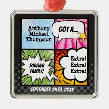 Super Hero Comic Book Adoption  Family Gift Metal Ornament by TheFosterMom at Zazzle