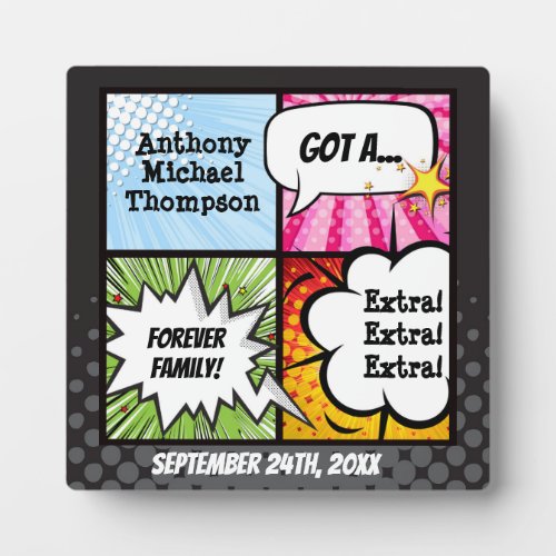 Super Hero Comic Book Adoption Family Gift Plaque