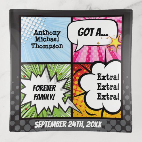 Super Hero Comic Book Adoption Family Gift Trinket Tray