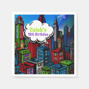 Super Hero Comic Book City Birthday Party Napkins