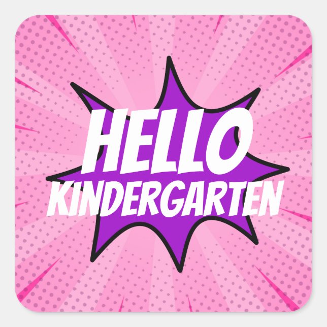 Super Hero Comic First Day Of School Custom Text Square Sticker (Front)