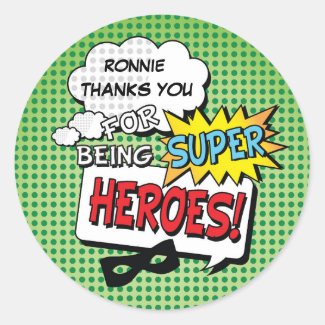 Super Hero Comic Strip Mask Kids Birthday Stickers