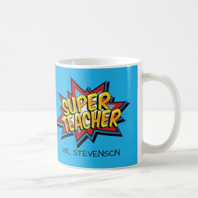 Super Hero Comic Teacher Gift Coffee Mug (Right)